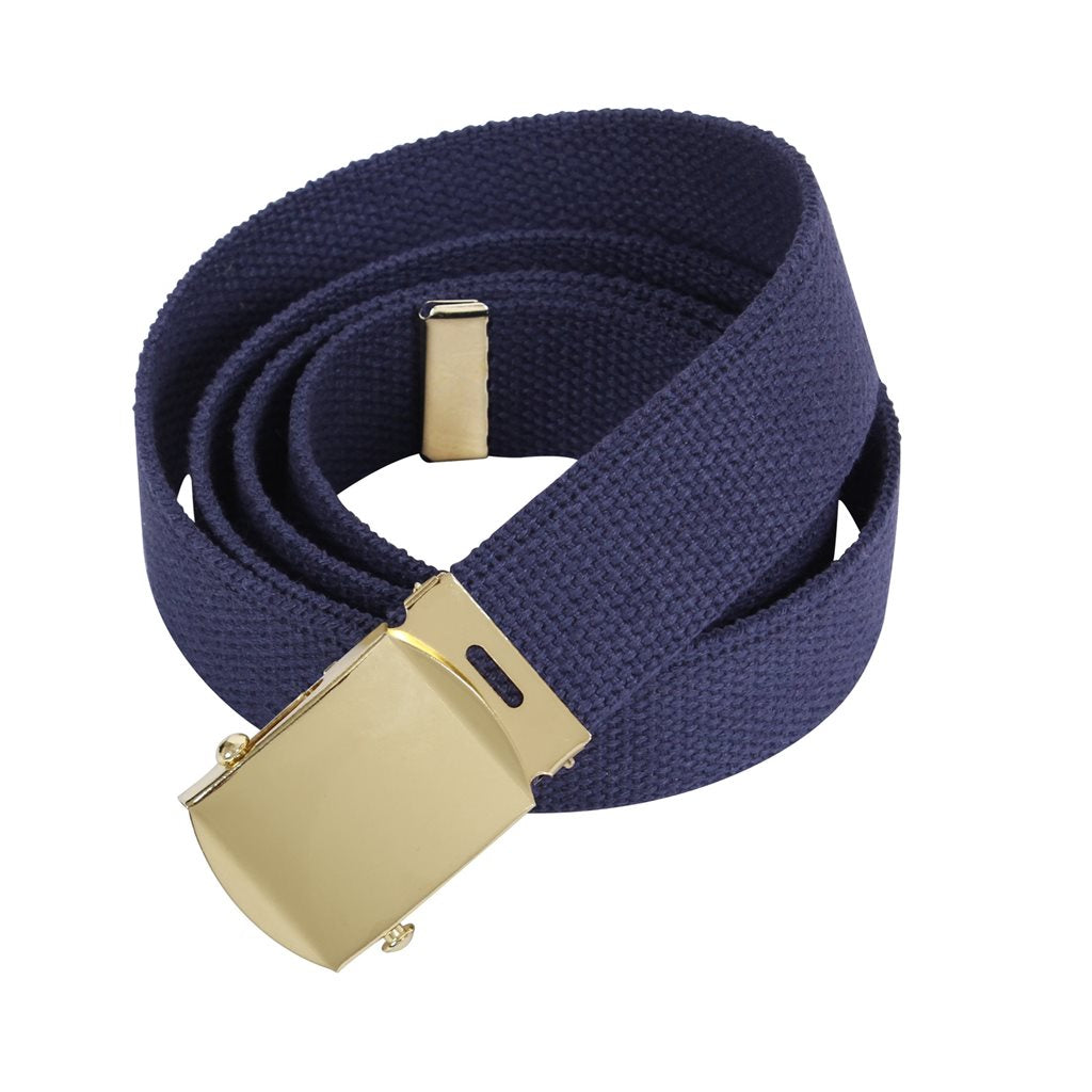 Cinturón negro de lona con hebilla dorada 110 cm