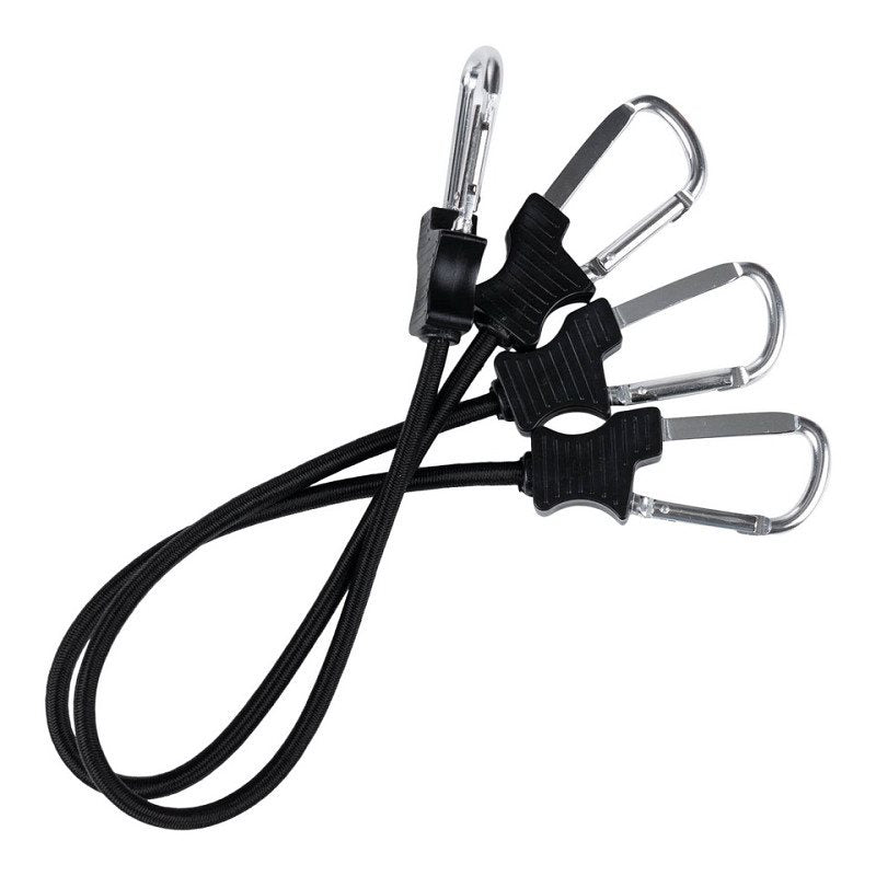 Gomas elásticas 60 cm con mosquetones, 2 unidades, negro