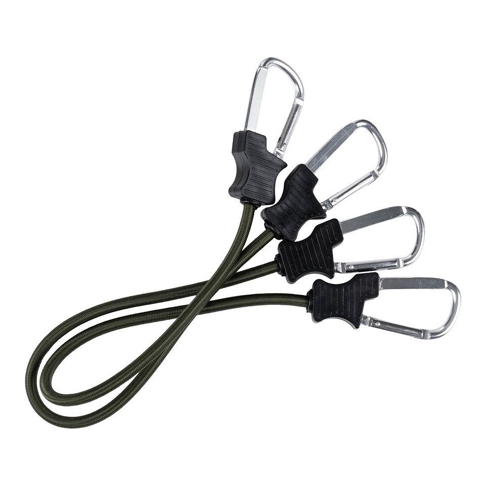 Gomas elásticas 60 cm con mosquetones, 2 unidades, negro