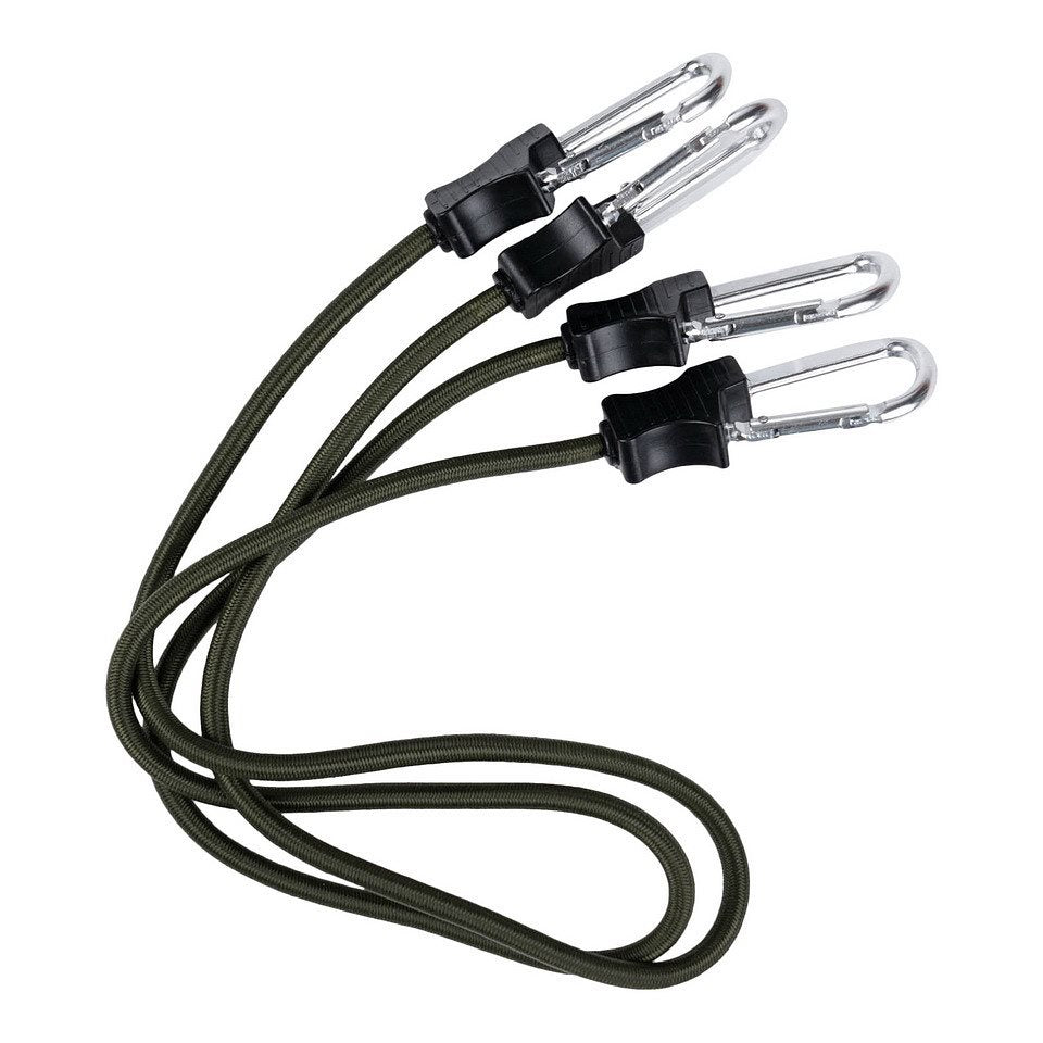 Gomas elásticas 90 cm con mosquetones, 2 unidades, negro