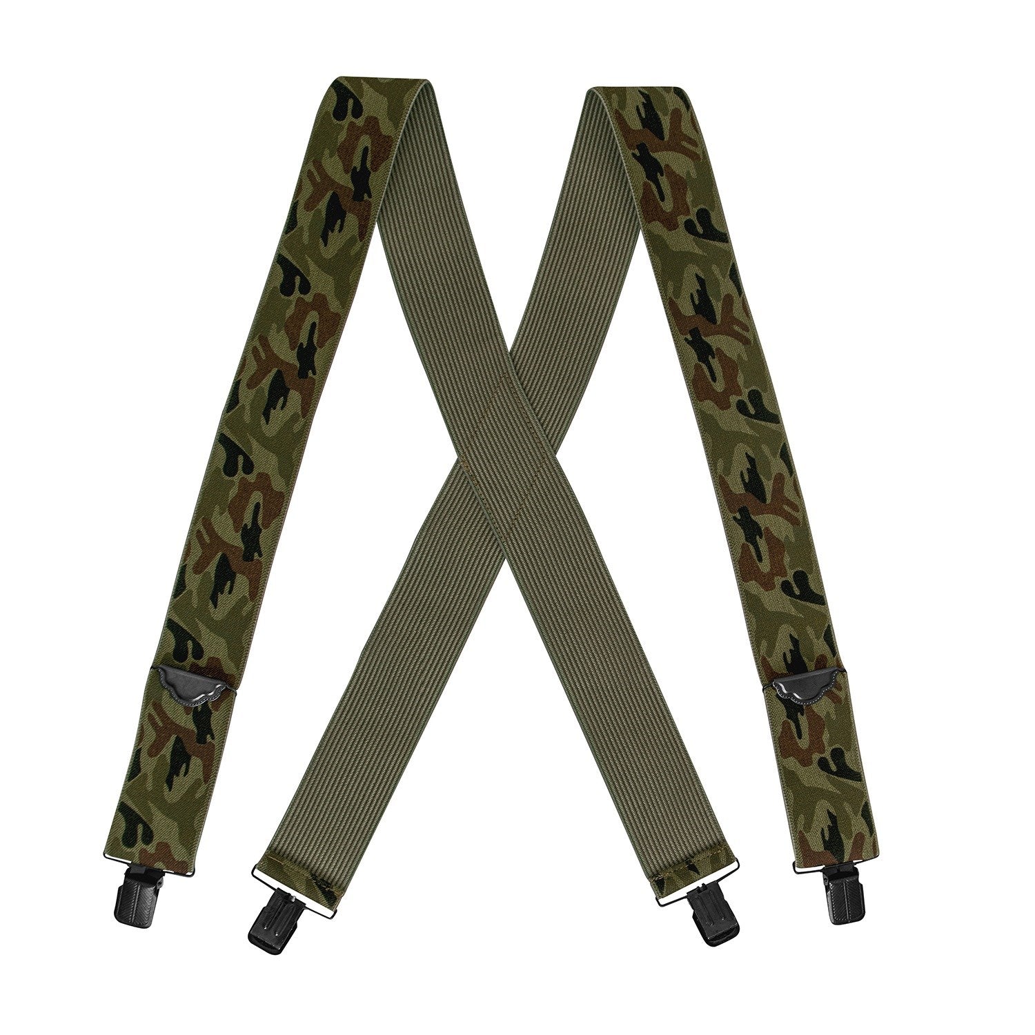 Tirantes anchos X para pantalón US WOODLAND con clips metálicos y goma 5 cm ajustable