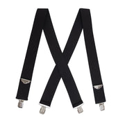 Tirantes US negros para pantalones en X con clips metálicos, goma 5 cm ajustable hasta 100 cm