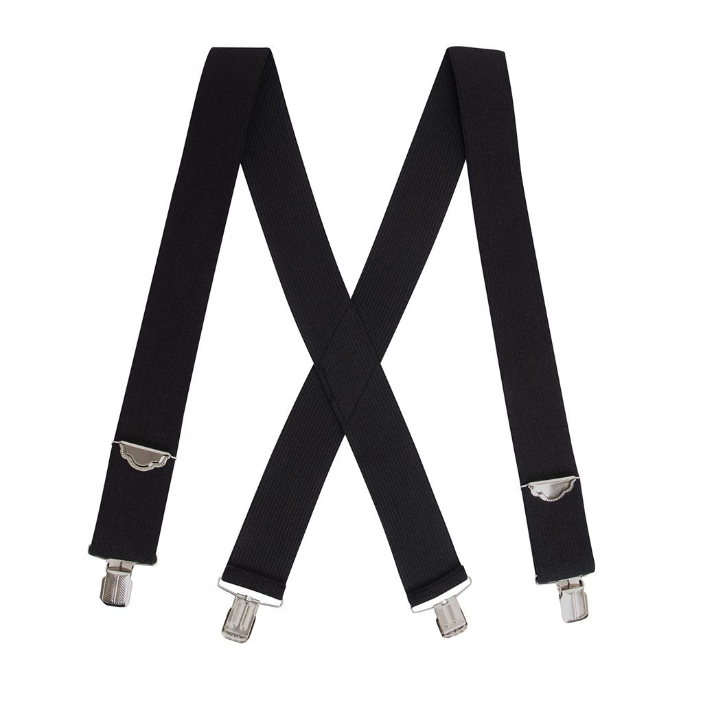 Tirantes US negros para pantalones en X con clips metálicos, goma 5 cm ajustable hasta 100 cm