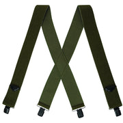 Tirantes anchos verdes en X con pinzas metálicas y hebillas, goma 5 cm