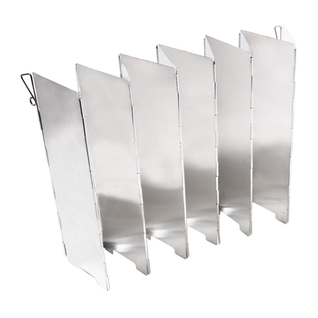 Pantalla cortavientos de aluminio para hornillos, 12 láminas, longitud aprox. 98 cm, peso 310 g
