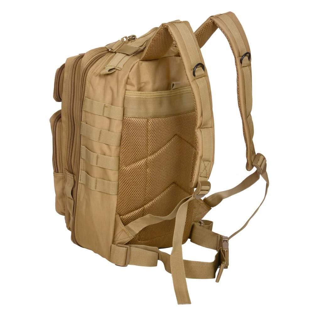 Mochila GURKHA ASSAULT pequeña negra de poliéster con revestimiento repelente al agua, sistema trasero cómodo y dos bolsillos frontales