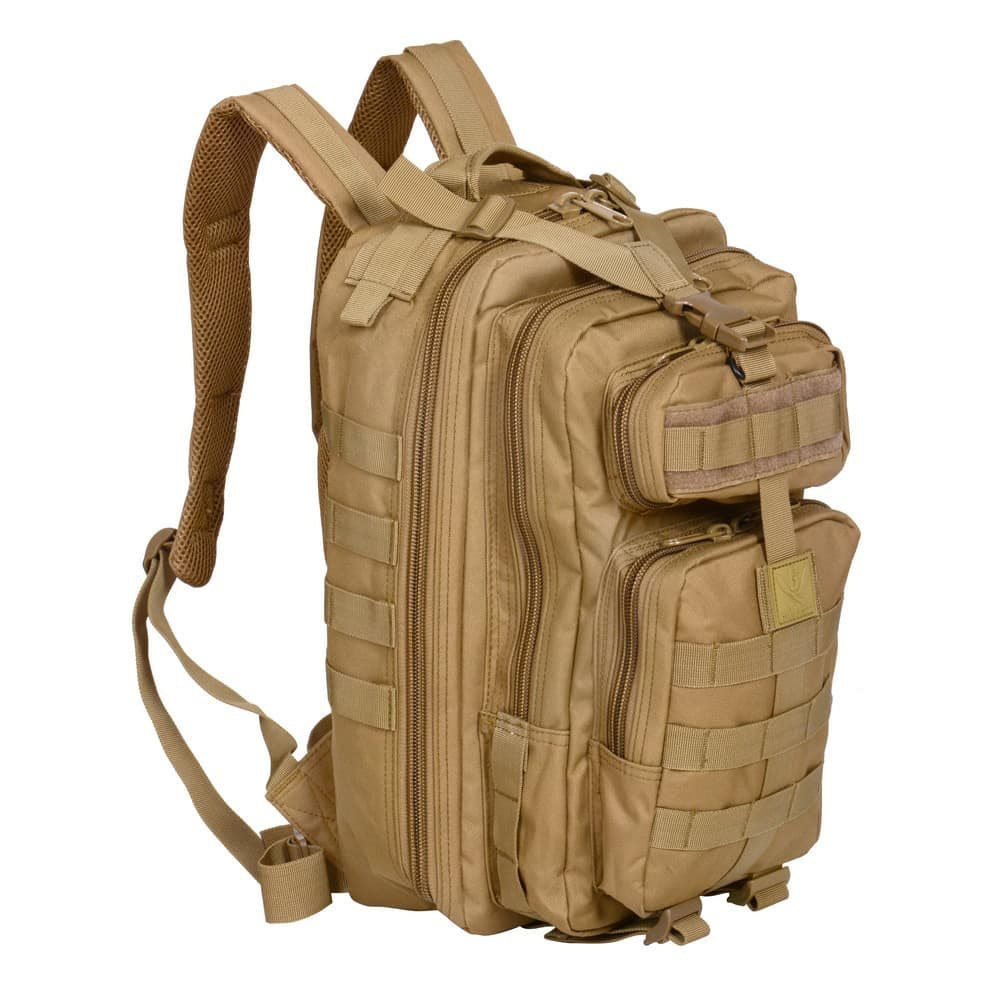 Mochila GURKHA ASSAULT pequeña negra de poliéster con revestimiento repelente al agua, sistema trasero cómodo y dos bolsillos frontales