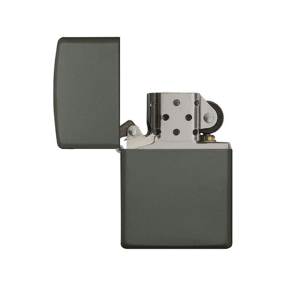 Encendedor Zippo de gasolina verde mate en caja de regalo