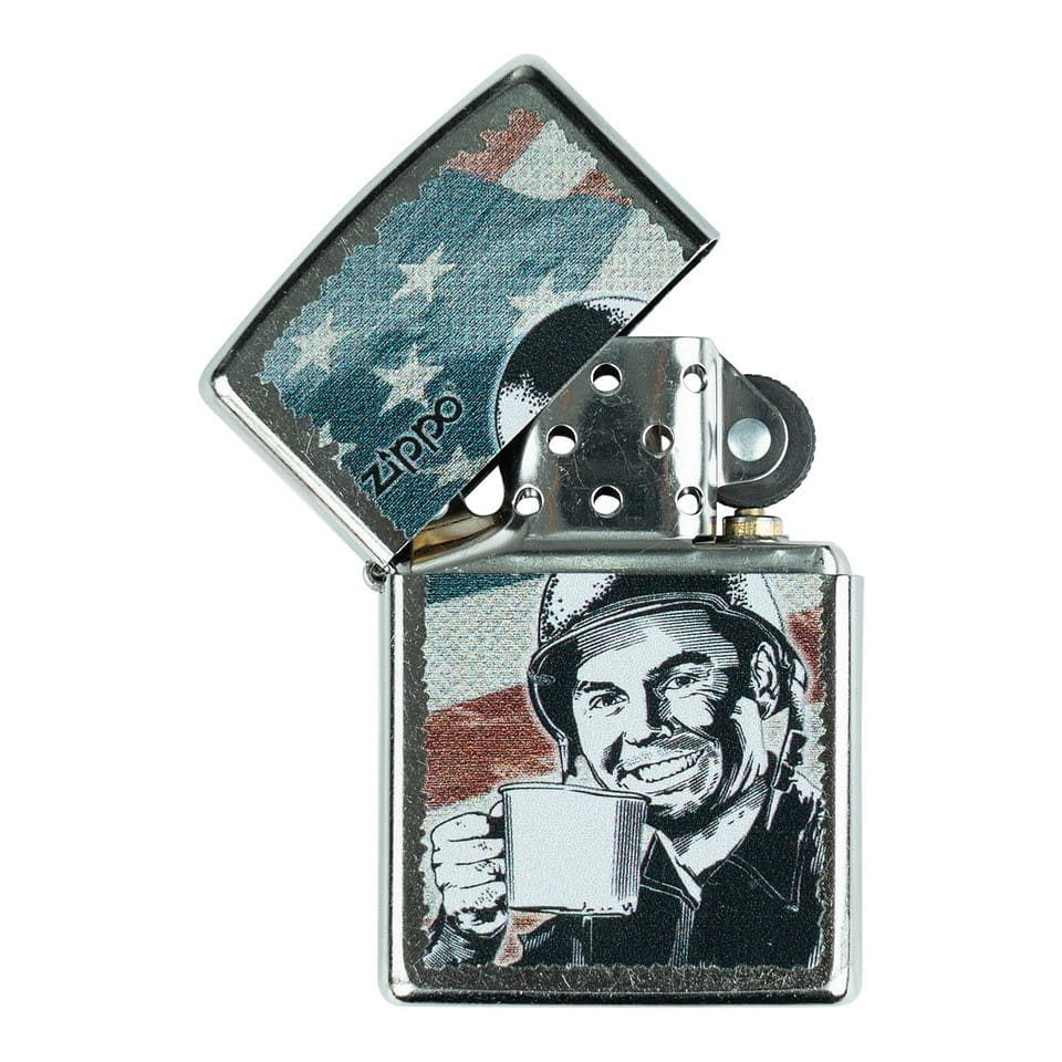Encendedor ZIPPO G.I. Joe con soldado y bandera de EE. UU.