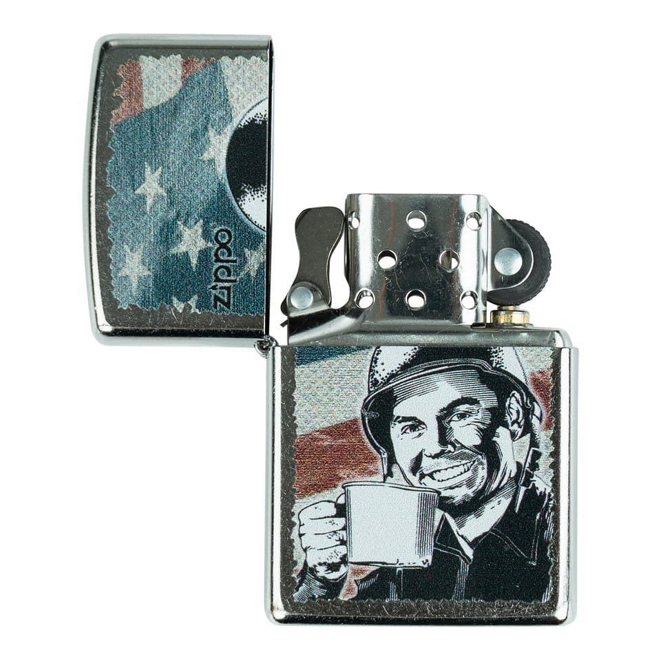 Encendedor ZIPPO G.I. Joe con soldado y bandera de EE. UU.