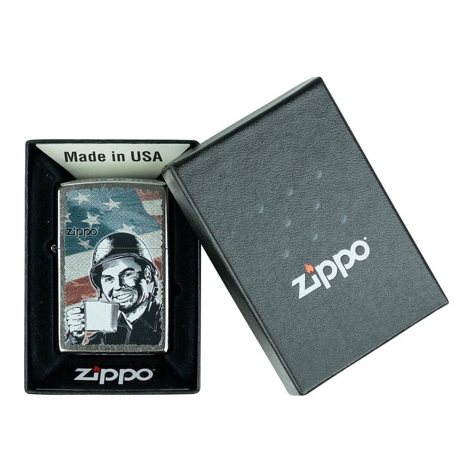 Encendedor ZIPPO G.I. Joe con soldado y bandera de EE. UU.