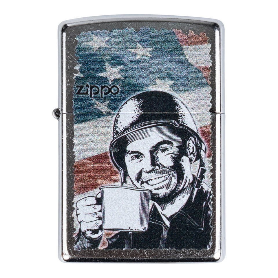 Encendedor ZIPPO G.I. Joe con soldado y bandera de EE. UU.