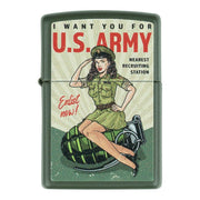 Encendedor ZIPPO U.S. ARMY Enlist Pin Up de gasolina, diseño inspirado en carteles de reclutamiento