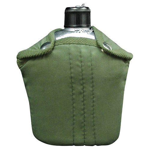 Cantimplora de aluminio US 1 Qt con funda verde