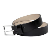 Cinturón de uniforme Garrison de cuero negro con hebilla metálica niquelada, ancho 45 mm