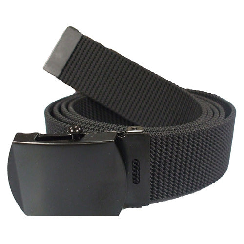 Cinturón de nylon negro con hebilla negra, 110 cm