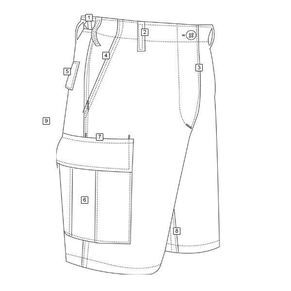 Pantalones cortos Tru-Spec BDU rip-stop negros con bolsillos cargo y cintas de ajuste