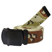 Cinturón US reversible 135 cm de algodón con hebilla metálica negra y patrón camuflaje