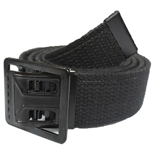 Cinturón negro de algodón con hebilla metálica negra, 32 mm de ancho, 160 cm