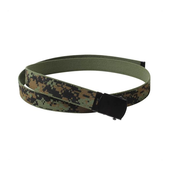 Cinturón reversible Army ACU Digital 135 cm en algodón con hebilla metálica negra, lado camuflaje y lado liso