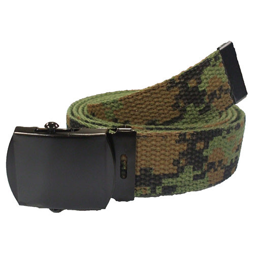 Cinturón reversible Army ACU Digital 135 cm en algodón con hebilla metálica negra, lado camuflaje y lado liso