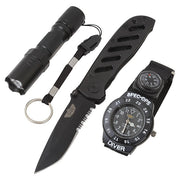 Set UZI Special Forces: reloj SPEC-OPS DIVER con brújula, navaja plegable y linterna LED