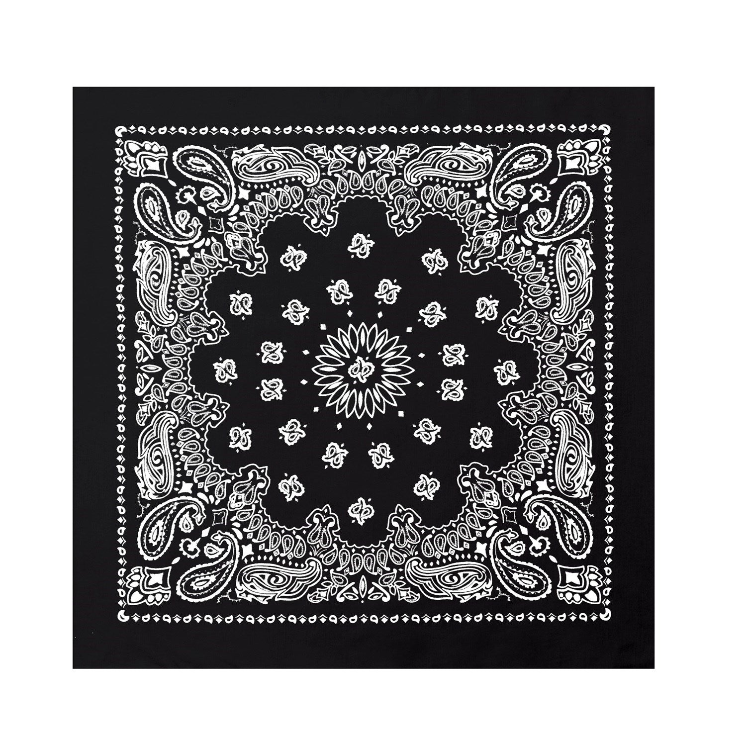 Pañuelo Jumbo Trainmen Western negro y azul 68x68 cm, pañuelo de cuatro puntas 100% algodón