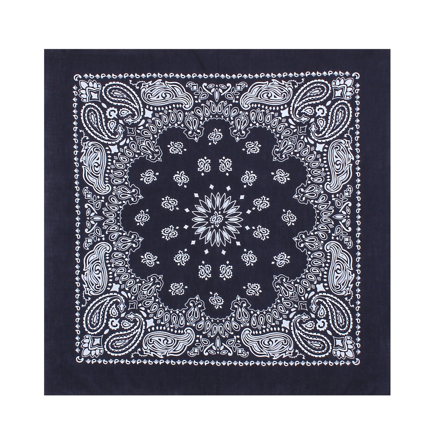 Pañuelo Jumbo Trainmen Western negro y azul 68x68 cm, pañuelo de cuatro puntas 100% algodón