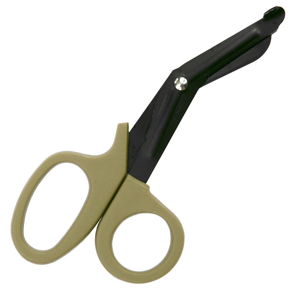 Tijeras de rescate HEAVY DUTY JFO11 COYOTE, tijeras sanitarias de acero en color coyote sin punta afilada