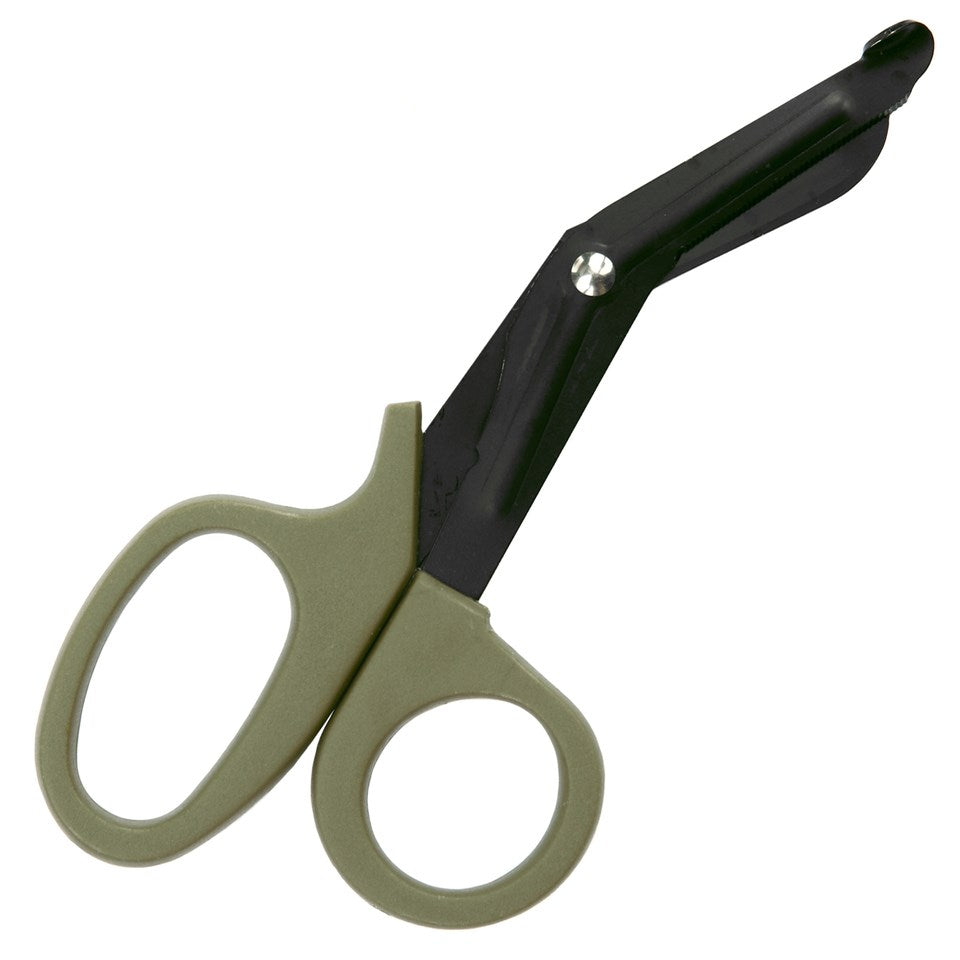 Tijeras de rescate HEAVY DUTY JFO11 COYOTE, tijeras sanitarias de acero en color coyote sin punta afilada