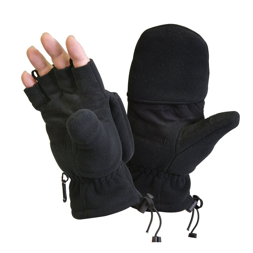 Guantes SNIPER convertibles sin dedos/manopla, forro fleece, color negro