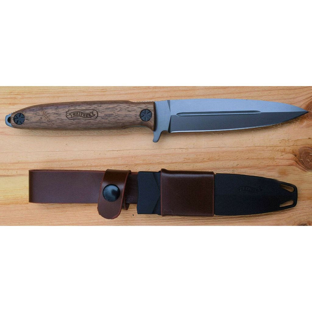 Cuchillo BLUE WOOD de hoja fija con funda para cinturón