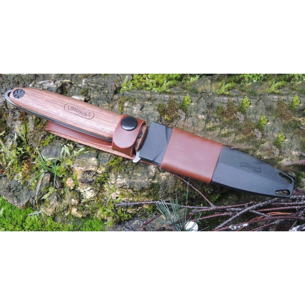 Cuchillo BLUE WOOD de hoja fija con funda para cinturón