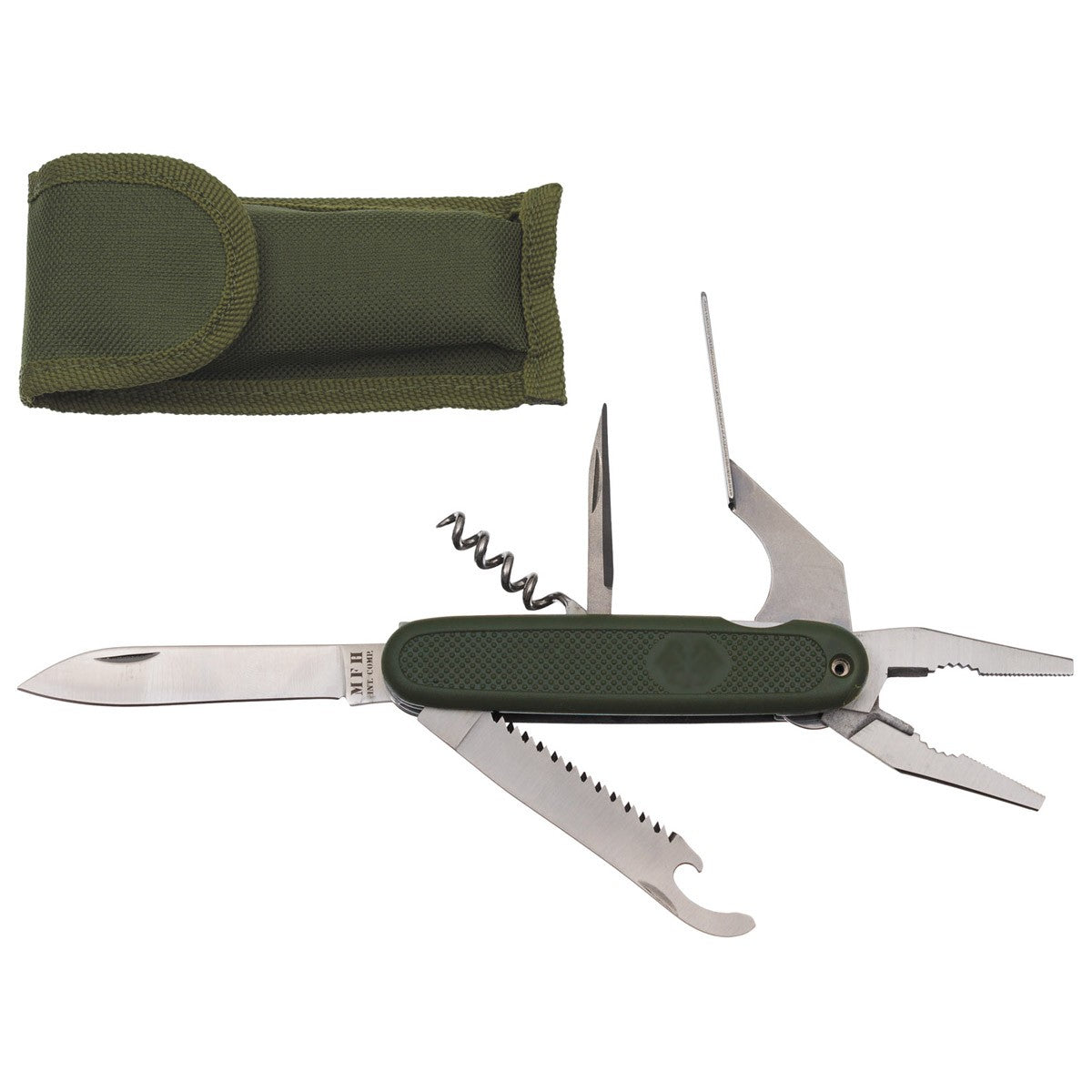 Cuchillo de bolsillo estilo BW verde con funda