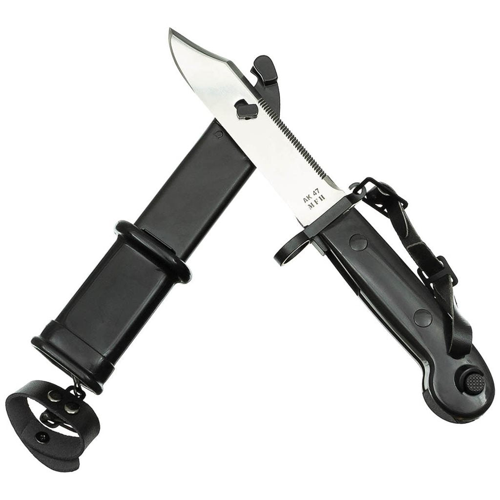 Bayoneta réplica tipo AK47 en acero inoxidable 3Cr13 con sierra superior y funda
