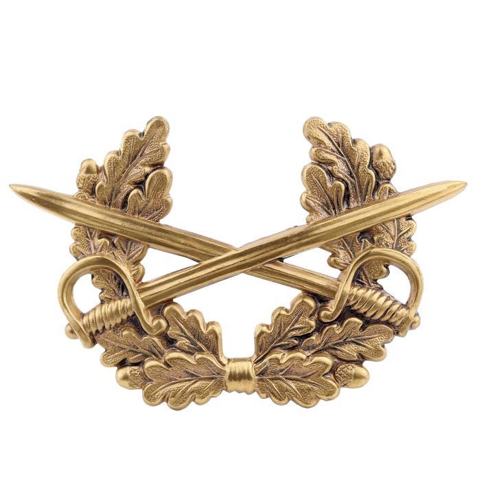 Insignia Bundeswehr para gorra Heer en bronce con sables cruzados, 77 x 48 mm