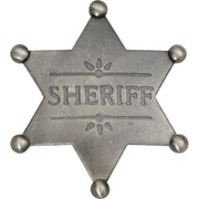 Insignia en forma de estrella de sheriff en fundición metálica con repujado