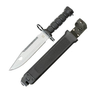 Bayoneta M95 con funda, hoja 17,5 cm, sierra en el lomo y afilador en la funda