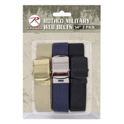 Pack de 3 cinturones de algodón de colores variados, ancho 32 mm