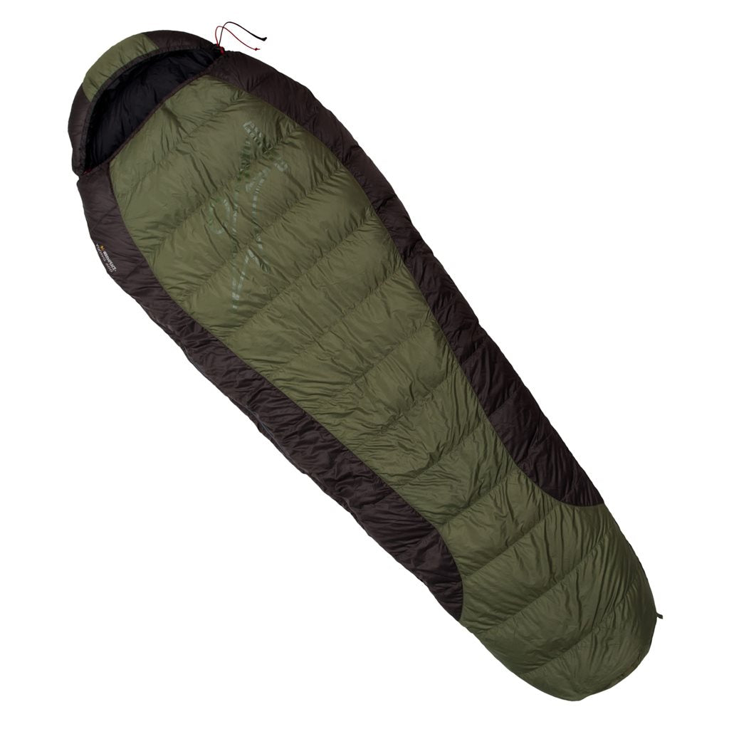 Saco de dormir de plumón VIKING 600 verde-negro, 195 cm, lado izquierdo