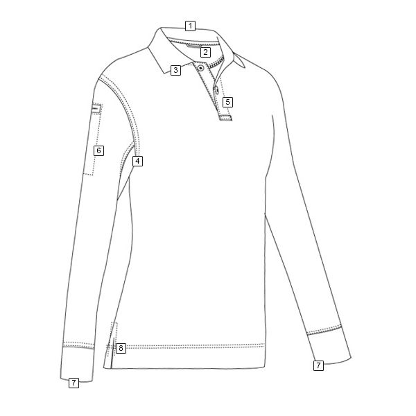 Polo mujer 24-7 PERFORMANCE manga larga azul, tejido TRU-DRI