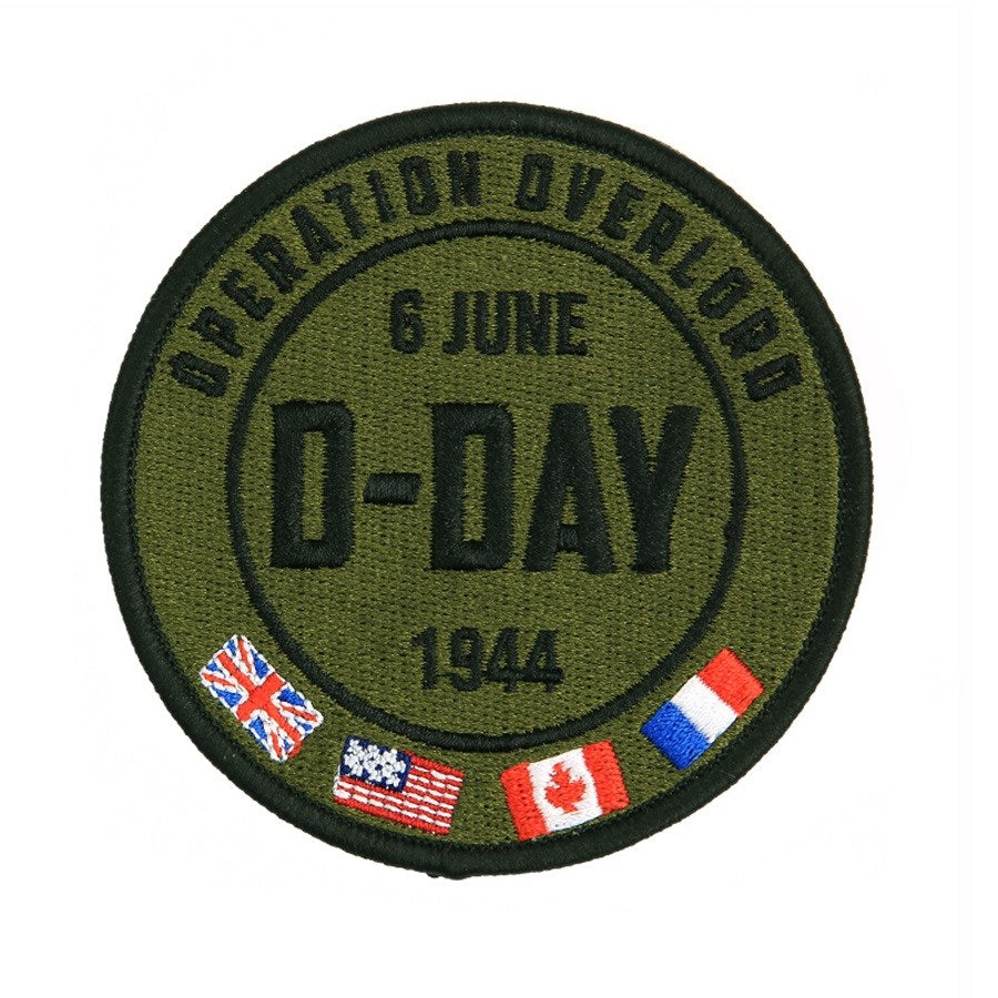 Parche D-DAY 1944 redondo conmemorativo para coser, 83 mm