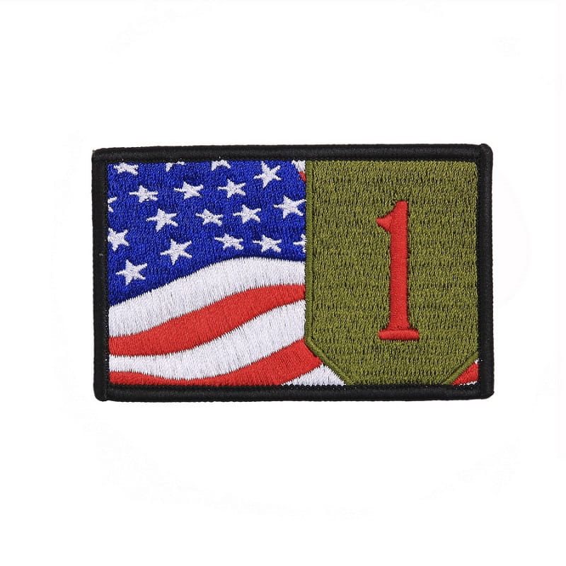 Parche cosible 1st Infantry con bandera de EE. UU. e insignia, 5,5 x 8,5 cm