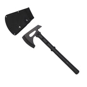 Tomahawk táctico negro con mango de plástico, usable como pico