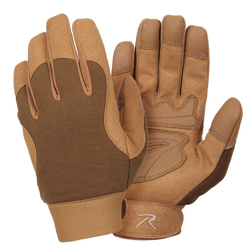Guantes Military Mechanics en poliéster y spandex con palma en piel sintética y cierre de velcro