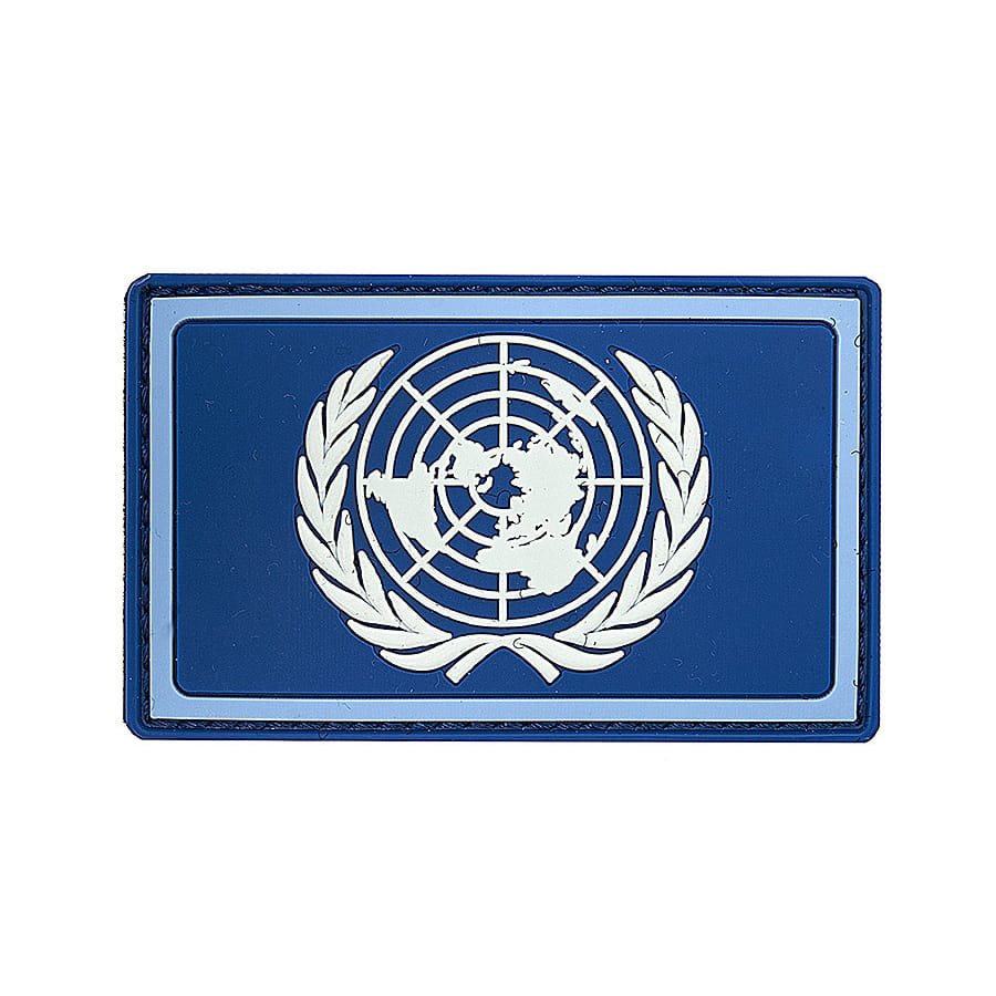 Parche plástico bandera ONU 8x5 cm con velcro