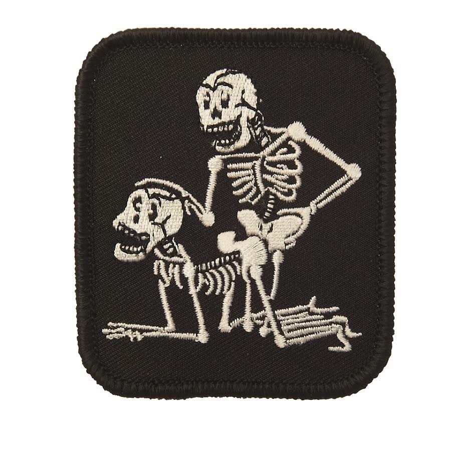 Parche bordado con dos esqueletos, aprox. 7,8 x 6,6 cm, para coser