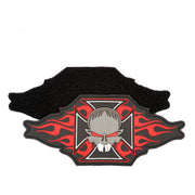 Parche de plástico con cruz y calavera, aprox. 15 x 7 cm, con velcro