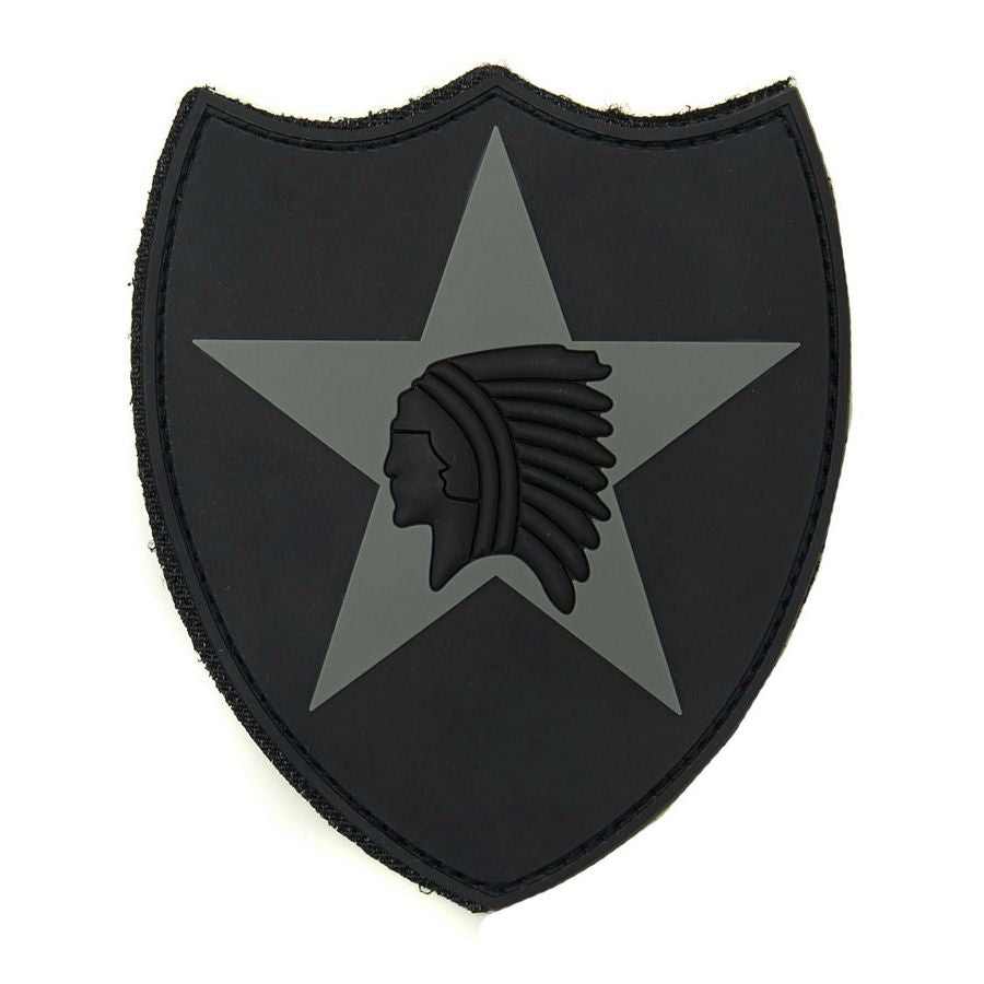 Parche de plástico 3D 2nd Infantry Division con motivo de indio y base de velcro