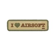 Parche 3D de PVC 'I LOVE AIRSOFT' con velcro, color coyote, 10,5 x 2,8 cm